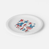 7月の独立記念日の幸せ4日 ペーパープレート (アングル)