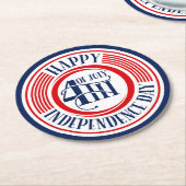 7月の独立記念日の幸せ4日 ラウンドペーパーコースター (アングル)