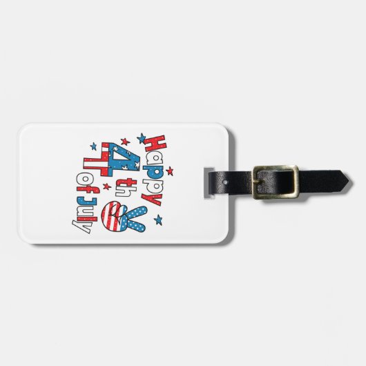 7月の独立記念日の幸せ4日 ラゲッジタグ (正面横)