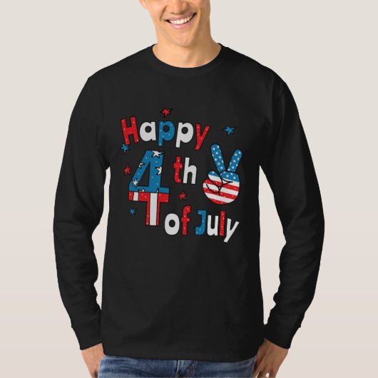7月の独立記念日の幸せ4日 Tシャツ (正面)