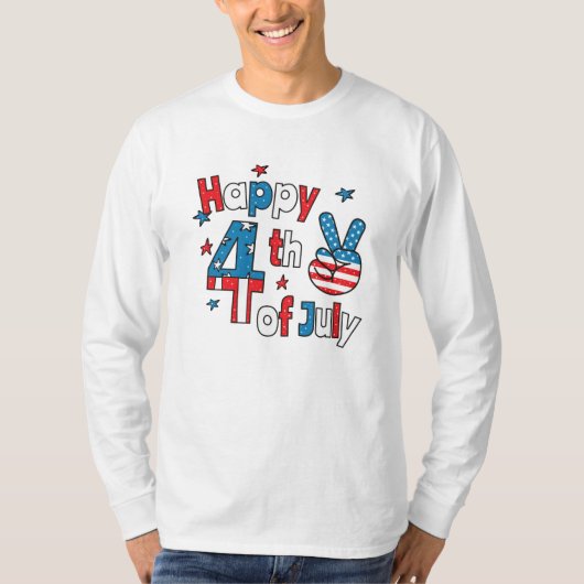 7月の独立記念日の幸せ4日 Tシャツ (正面)