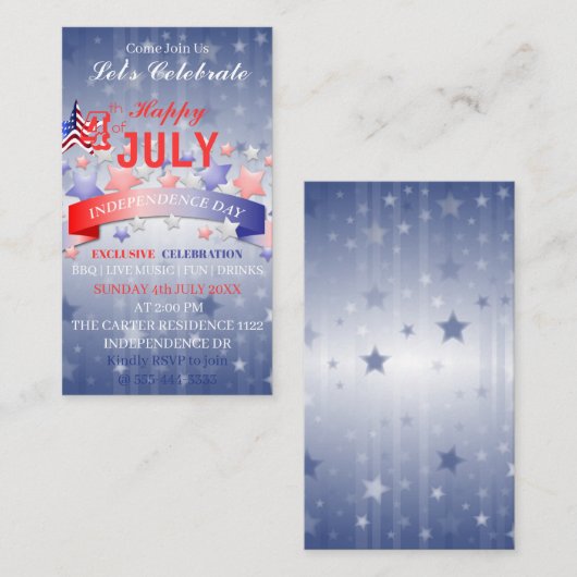 7月の独立記念日の愛国の4日目  エンクロージャーカード (正面/裏面)