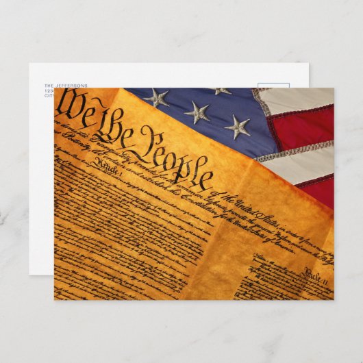 7月の独立記念日の憲法旗4日 シーズンポストカード (正面/裏面)