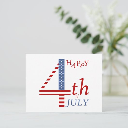 7月の独立記念日の挨拶の幸せな第4 インビテーションポストカード (スタンド正面)