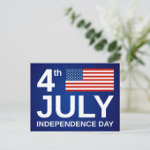 7月の独立記念日の米国国旗4 ポストカード (スタンド正面)