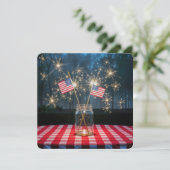 7月の独立記念日の花火と旗 招待状 (スタンド正面)