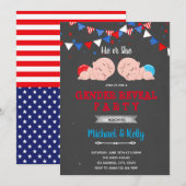 7月の独立記念日　性別発表パーティー招待状 招待状 (正面/裏面)