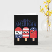 7月の独立記念日 popsicle アメリカ国旗 愛国的な夏の少年 カード (黄色い花)