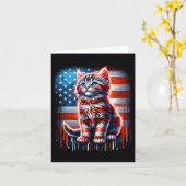 7月の猫アメリカ国旗かわいい子猫メモリアルデイパトリ カード (黄色い花)