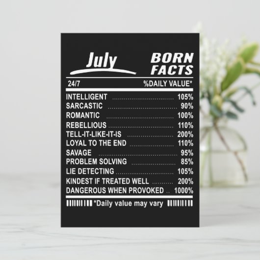7月の生まれる事実の誕生日のTシャツ カード (スタンド正面)