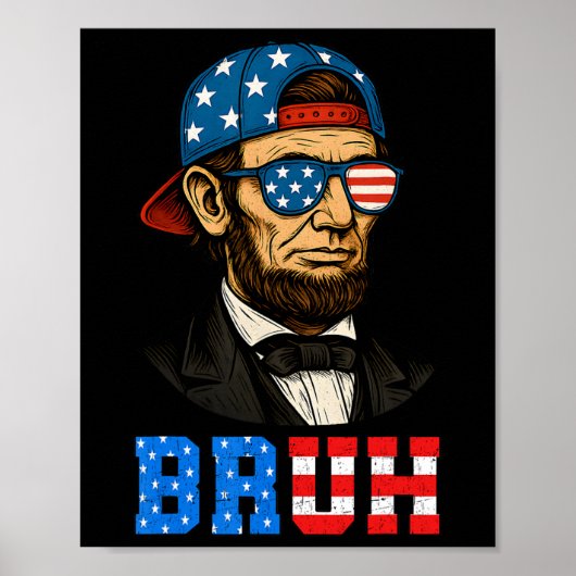 7月の男性の男の子のBruh Abraham Lincoln愛国的な4th ポスター (正面)