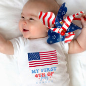 7月の私の最初の4番目の愛国的なスターとストライプ ベビーボディスーツ