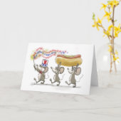 7月の空白のなカードのMic、Mac及びMoeの幸せな第4 カード (黄色い花)