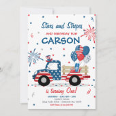 7月の第4回星ストライプと誕生日おもしろい 招待状 (正面)