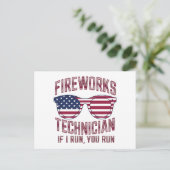 7月の米国の消防士おもしろい士 ポストカード (スタンド正面)