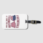 7月の米国の消防士おもしろい士 ラゲッジタグ (正面横)