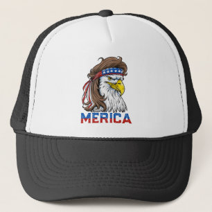 7月の米国旗のワシのマレットのTシャツ第4 キャップ