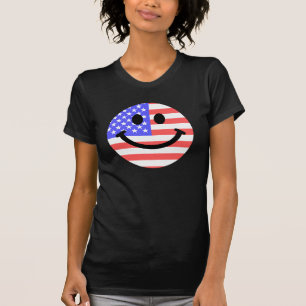 7月の米国旗の顔の第4 Tシャツ