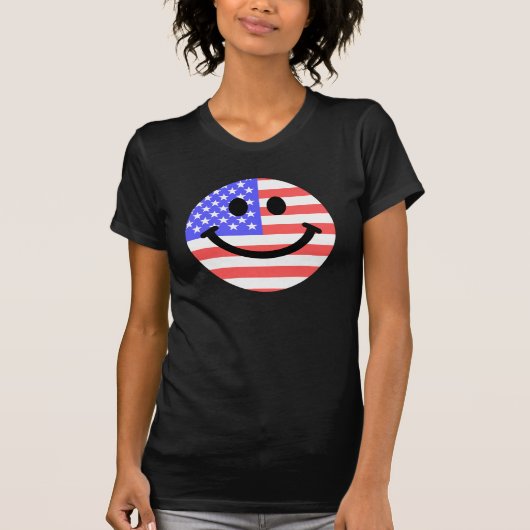 7月の米国旗の顔の第4 Tシャツ (正面)