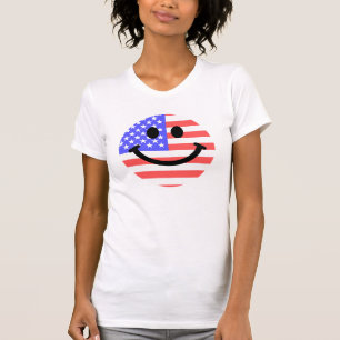 7月の米国旗の顔の第4 Tシャツ