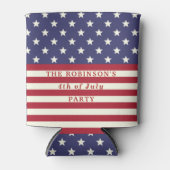 7月の米州旗4日の星とストライプカスタム 缶クーラー (正面)