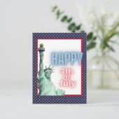 7月の自由の女神の青いネオン4 ポストカード (スタンド正面)