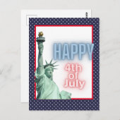 7月の自由の女神の青いネオン4 ポストカード (正面/裏面)