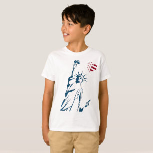 7月の自由の彫像のハート米国の旗の第4 Tシャツ