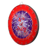 7月の花火のお祝いの明るい赤第4 ダーツボード (正面右)
