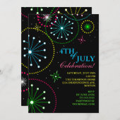 7月の花火のパーティの招待状の第4 招待状 (正面/裏面)