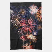 7月の花火のファンキーな第4 キッチンタオル (縦)
