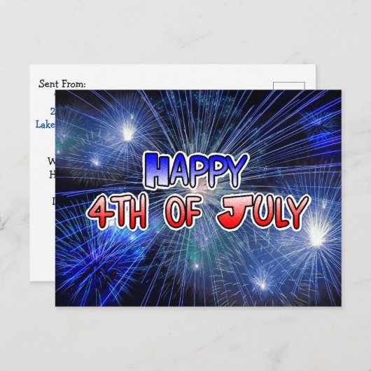 7月の花火の幸せ4日 ポストカード (正面/裏面)