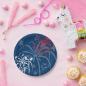 7月の花火の赤い白い及び青第4 ペーパープレート (パーティー)