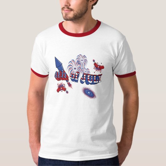 7月の花火のTシャツの第4 Tシャツ (正面)