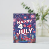 7月の華やかな4th花火お祝い シーズンポストカード (スタンド正面)
