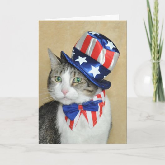 7月の虎猫および白い猫カードの愛国心が強い第4 カード (正面)