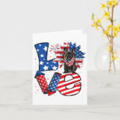 7月の装飾 愛国心 フレンチブルドッグ 犬 米国 カード (黄色い花)