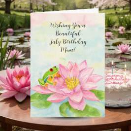 7月の誕生日おめでとう ママ 水蓮の花 カード