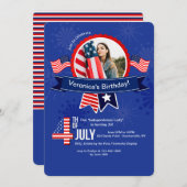 7月の誕生日の写真の招待状の第4 招待状 (正面/裏面)