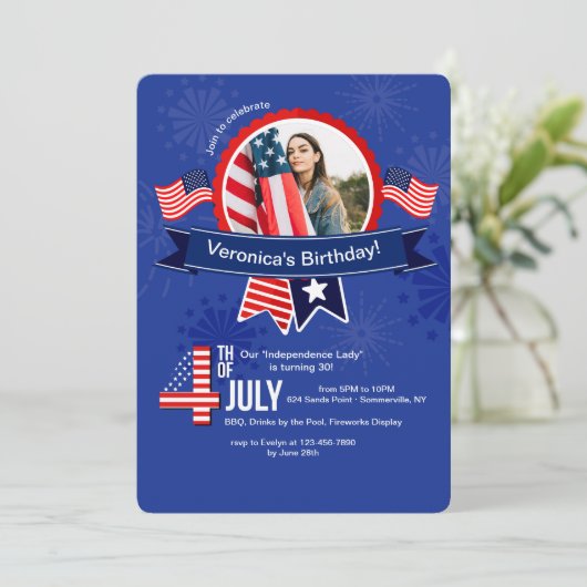 7月の誕生日の写真の招待状の第4 招待状 (スタンド正面)
