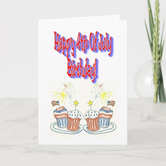 7月の誕生日の幸せな第4 カード (正面)