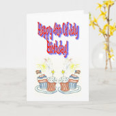 7月の誕生日の幸せな第4 カード (黄色い花)