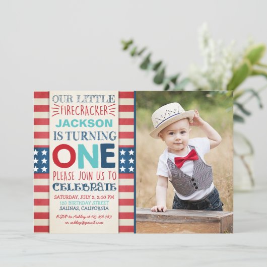 7月の誕生日の招待の独立記念日の第4 招待状 (スタンド正面)