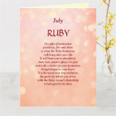 7月の誕生日の誕生石ルビーグリーティング カード (黄色い花)