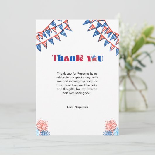 7月の誕生日サンキューカードのミニマル4日 案内状 (スタンド正面)