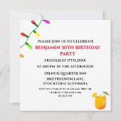 7月の誕生日パーティーでかわいいサンタクロースのクリスマス 招待状 (裏面)