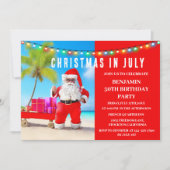 7月の誕生日パーティーのクリスマス 招待状 (正面)