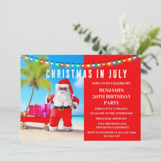 7月の誕生日パーティーのクリスマス 招待状 (スタンド正面)