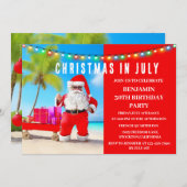 7月の誕生日パーティーのクリスマス 招待状 (正面/裏面)