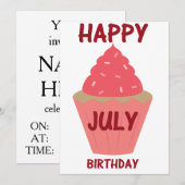 7月の誕生日パーティーの招待 招待状 (正面/裏面)